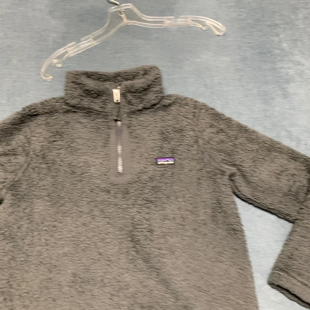 Patagonia Los Gatos Fleece Jacket Unisex Kids L 12 Gray Logo 1/4 Zip Mock Neck